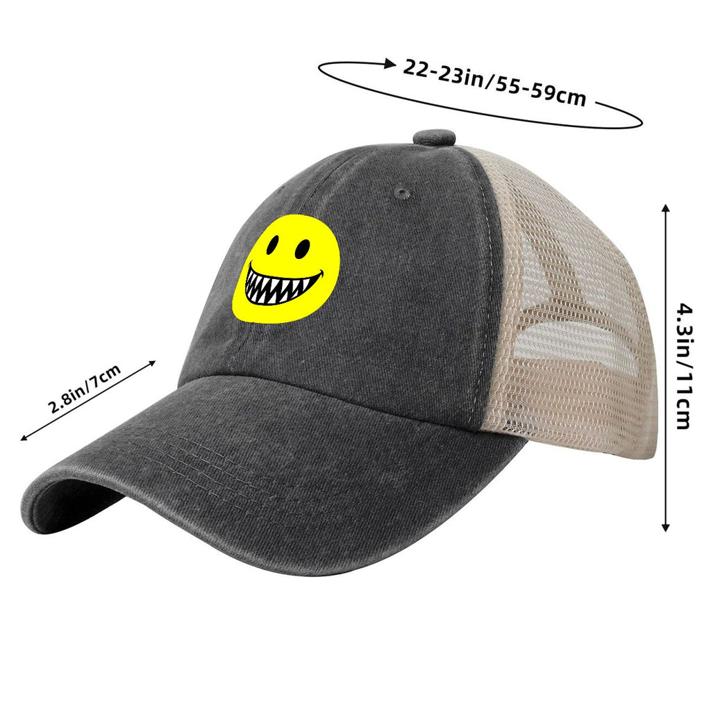 26 Smiley Face | Vintage Washed Denim Mesh Cap