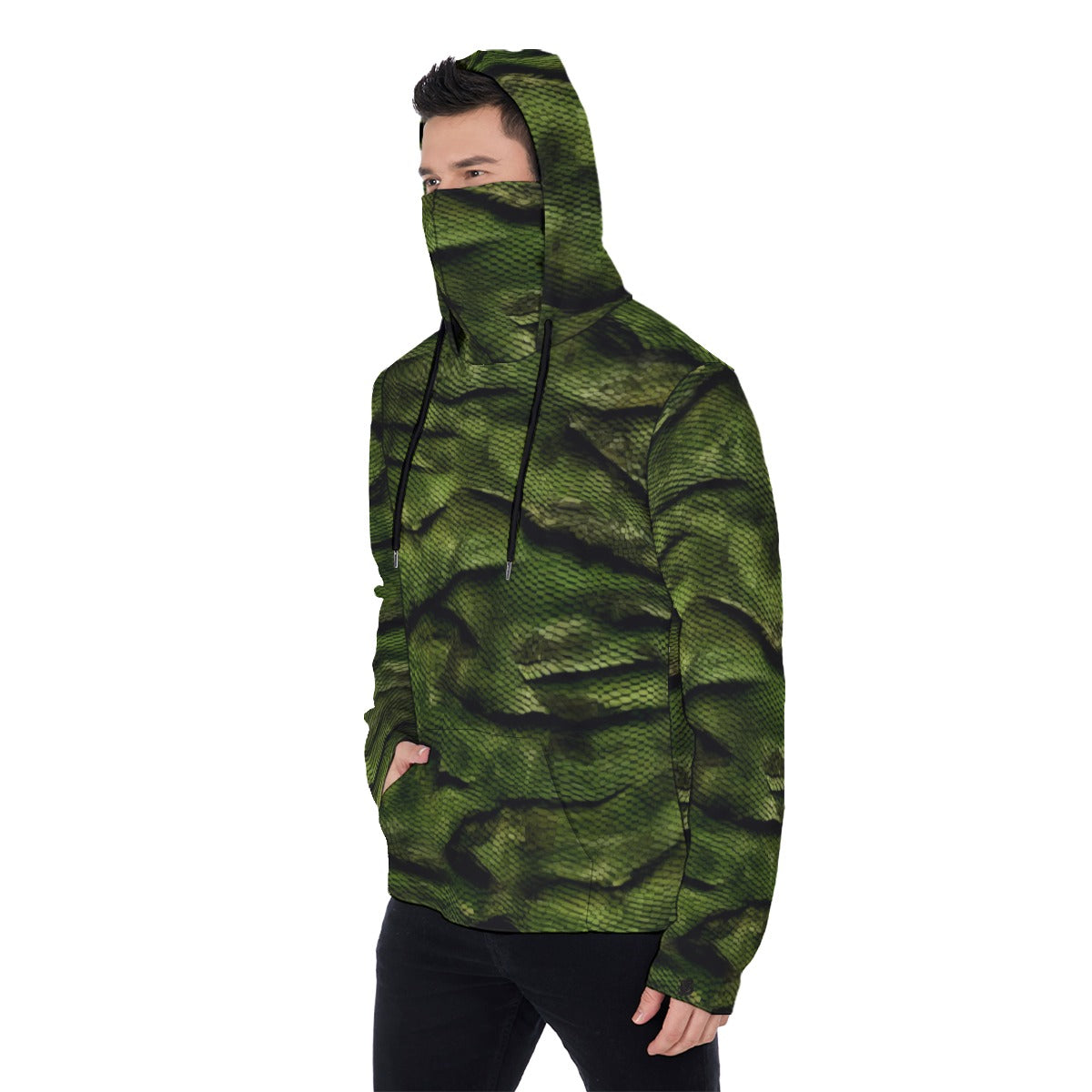12 Green Camo Pullover Hoodie With Mask