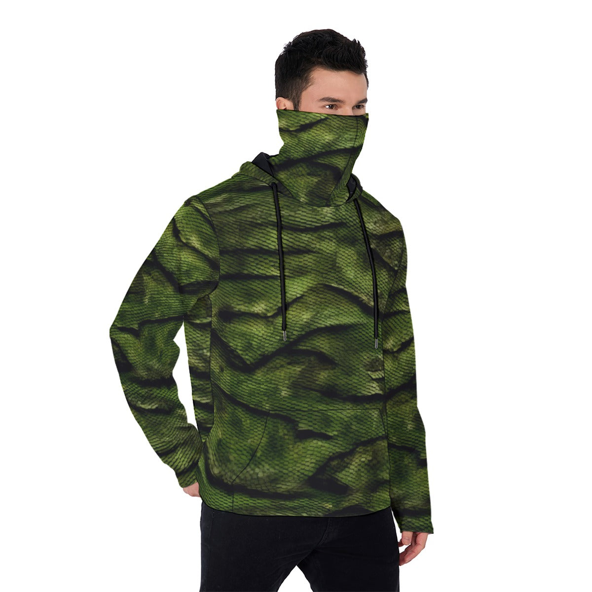 12 Green Camo Pullover Hoodie With Mask