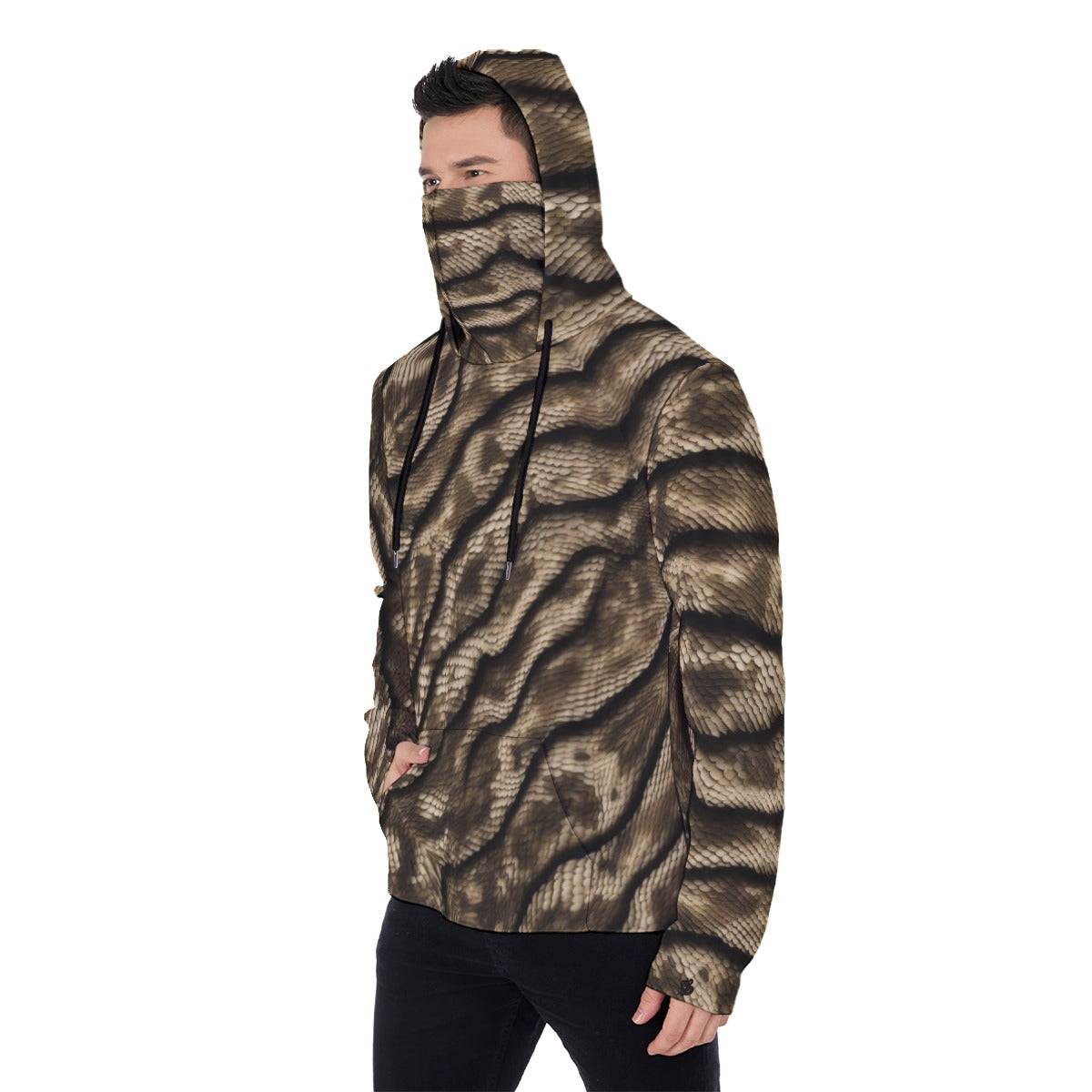13 Brown Camo Pullover Hoodie With Mask