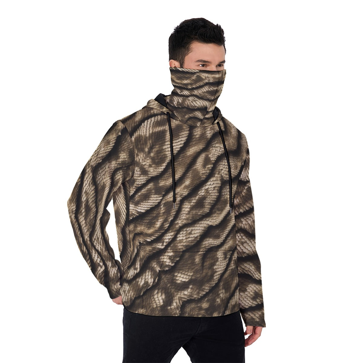13 Brown Camo Pullover Hoodie With Mask